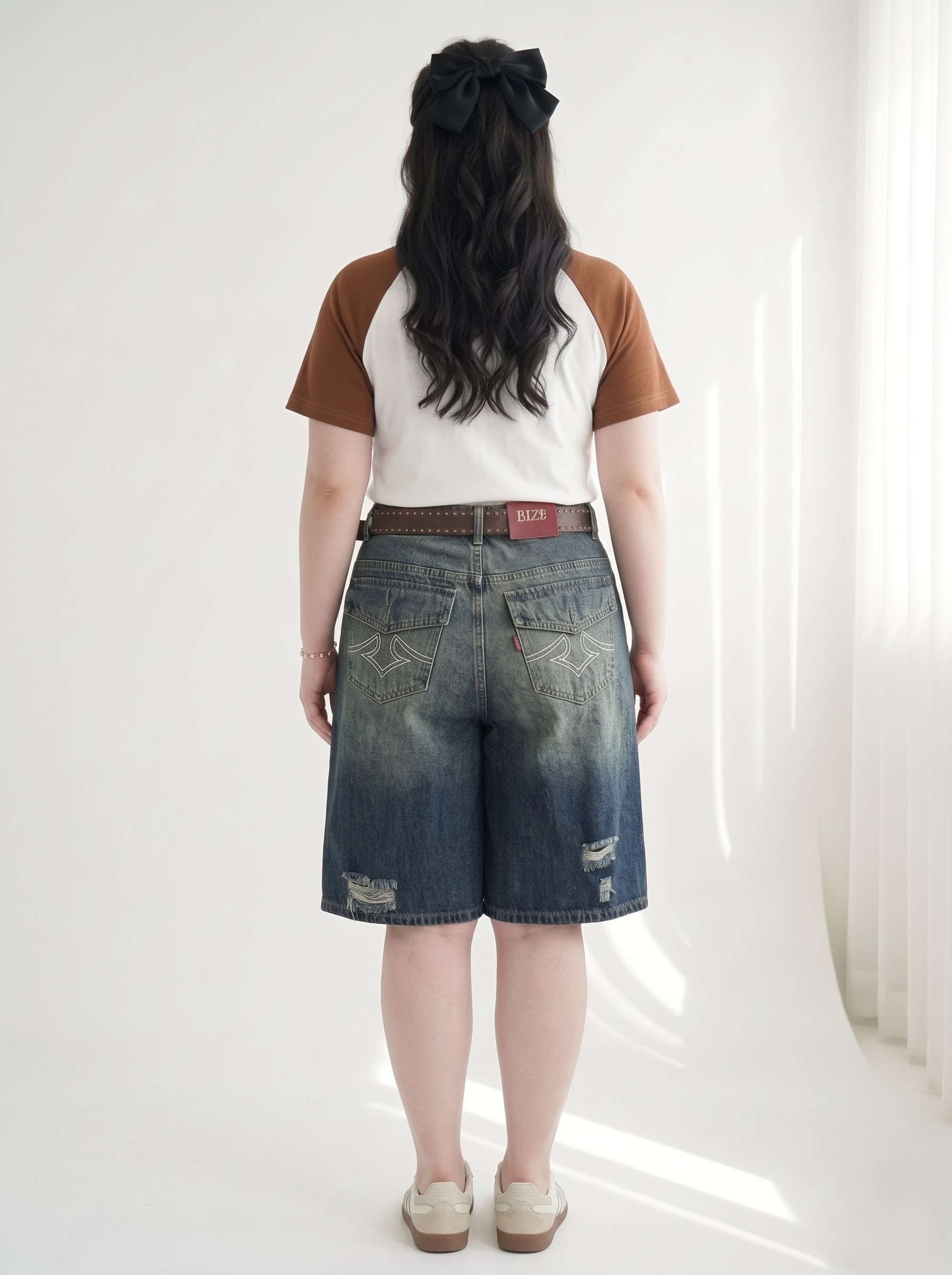 BIGSIZE NỮ - Quần jean lửng wash loang T-QSJ89