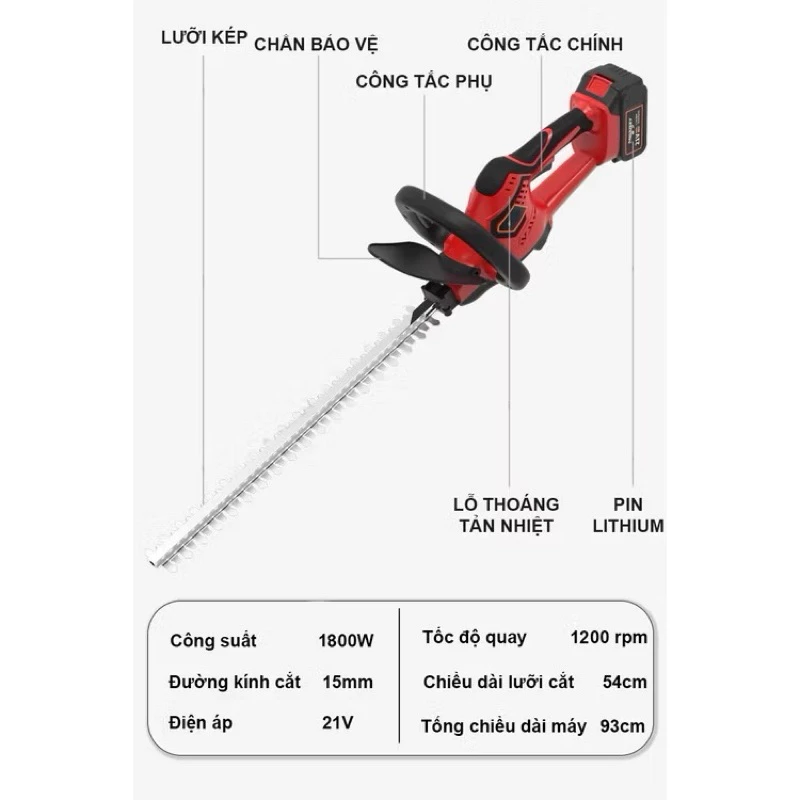 Máy Cắt Tỉa Cây Cảnh LAPUSEN Dùng Pin-Máy Cắt Tỉa Hàng Rào, Chính Hãng 100% Lõi Đồng