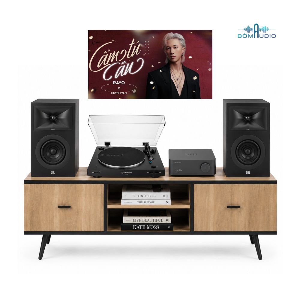 Combo Amply WIIM VIBELINK AMP + Mâm Than AUDIO-TECHNICA AT-LP3XBT + Loa Bookshelf JBL STAGE 250B - WOJ2