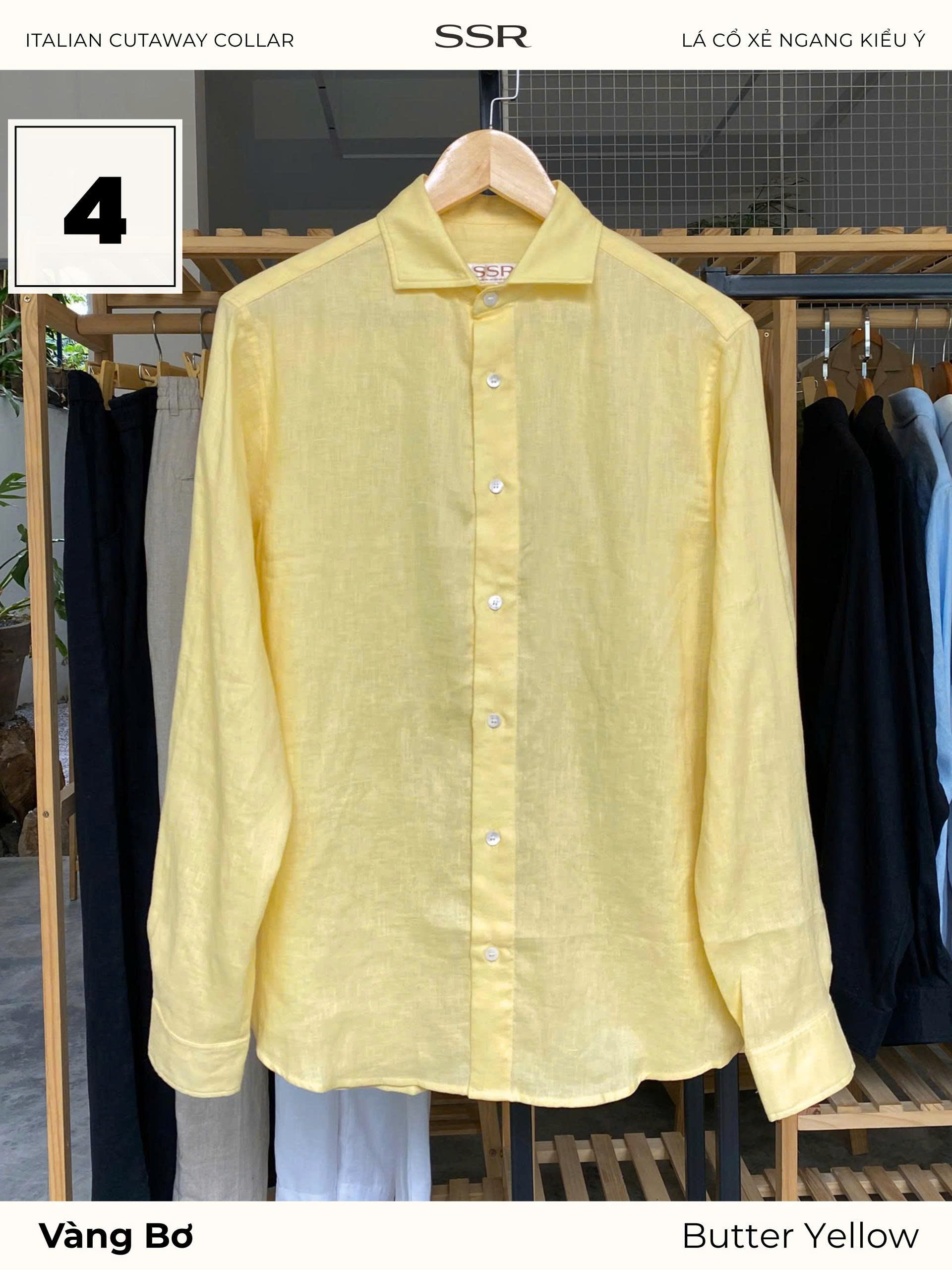 SSR - SƠ MI TAY DÀI - CỔ Ý CUTAWAY - Vạt Bầu - 100% LINEN_thumbnail_14