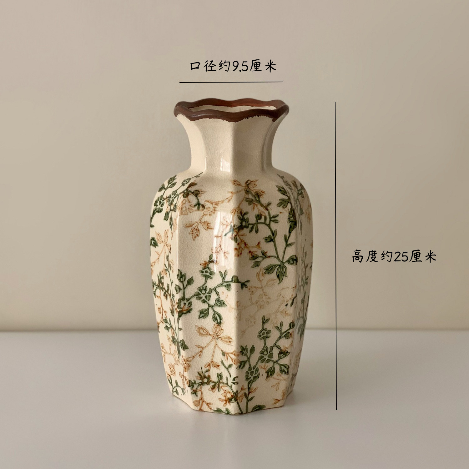 Bình gốm sứ cắm hoa họa tiết dây hoa cổ loe_thumbnail_6