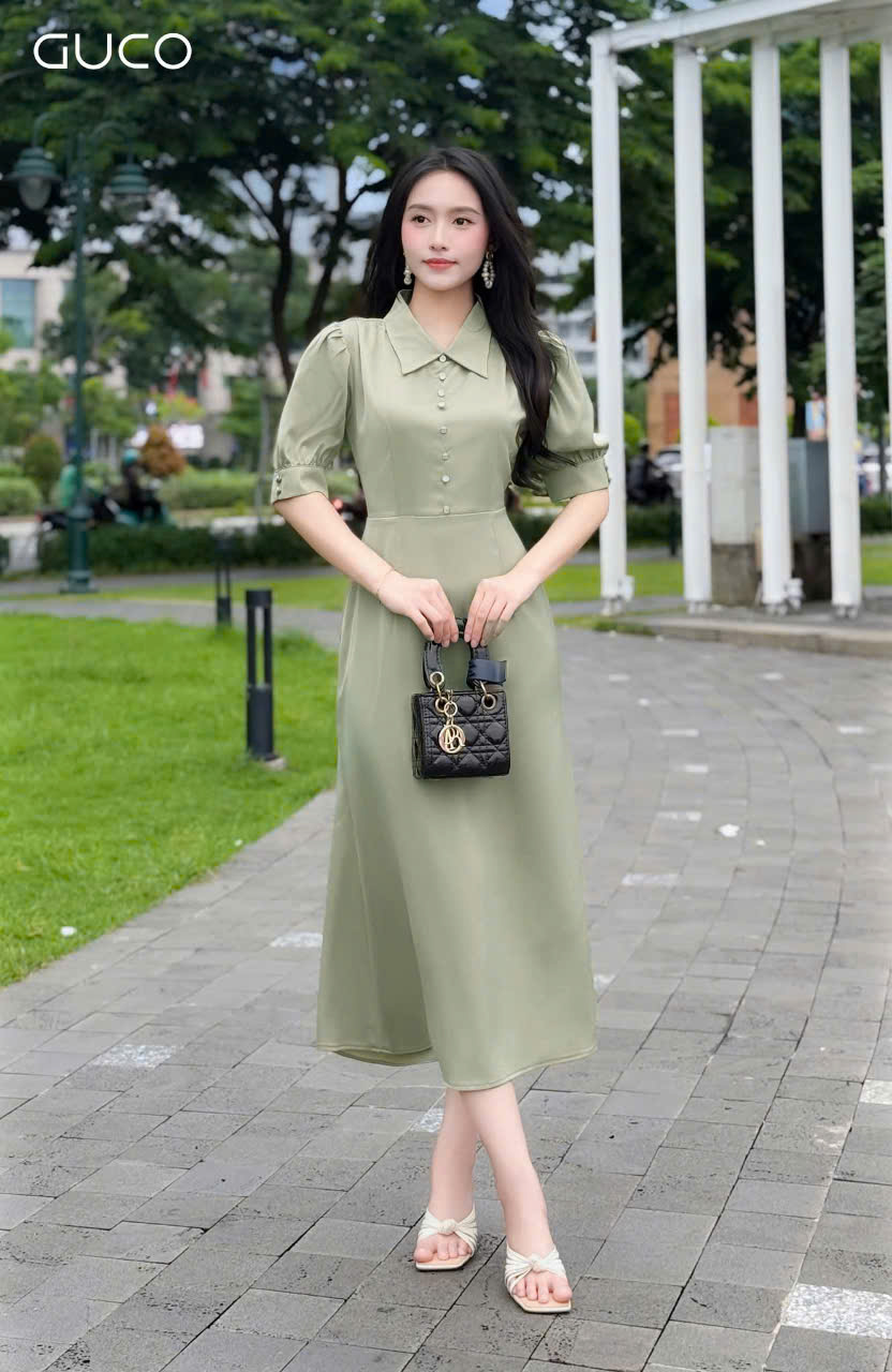 ĐẦM ĐUÔI CÁ TAY PHỒNG - XANH