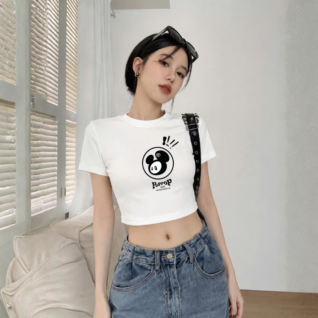Áo Croptop nữ hình gấu Poppop - Loza CR8589