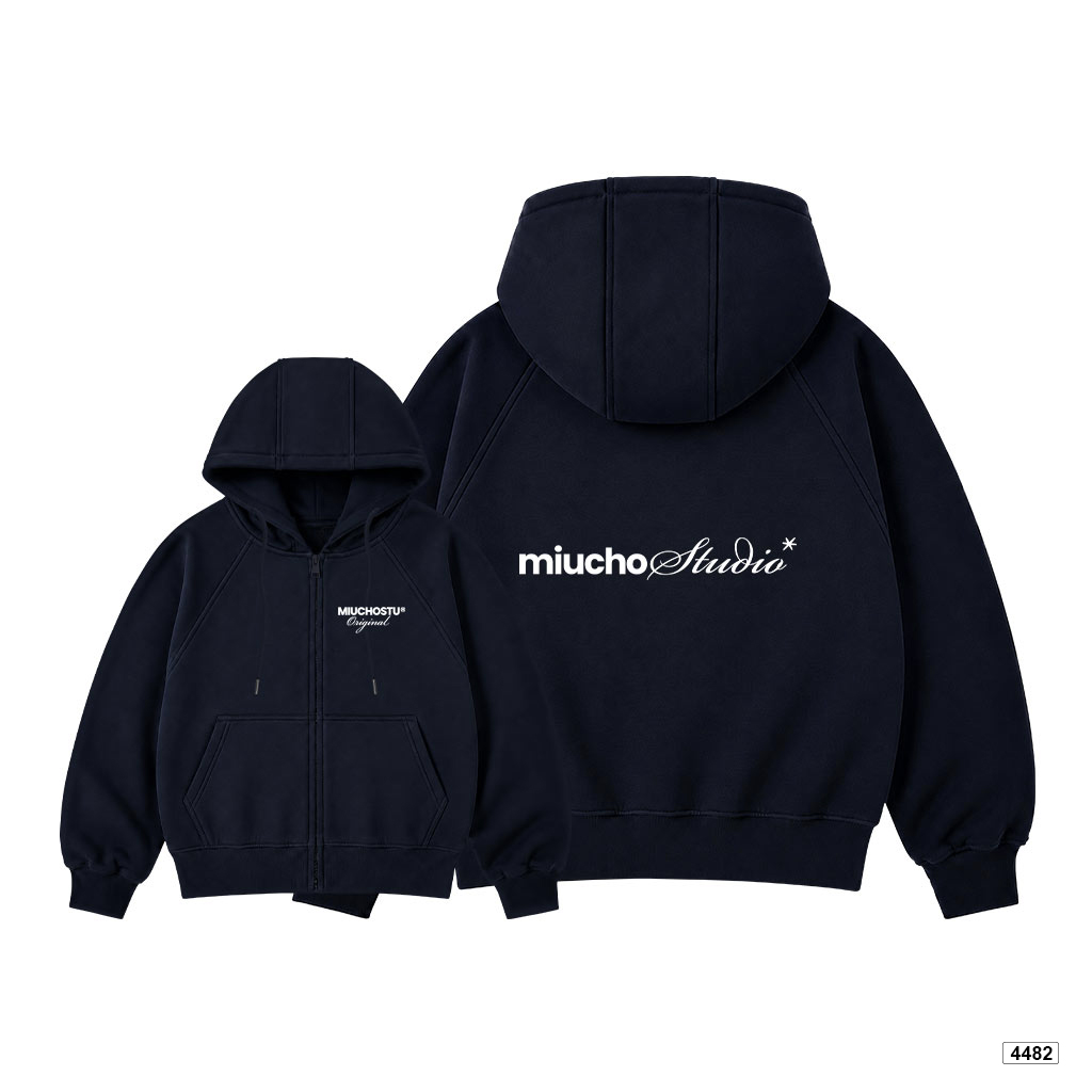 Áo hoodie zip Miucho form rộng basic nỉ 2 da in typography 4482_thumbnail_8