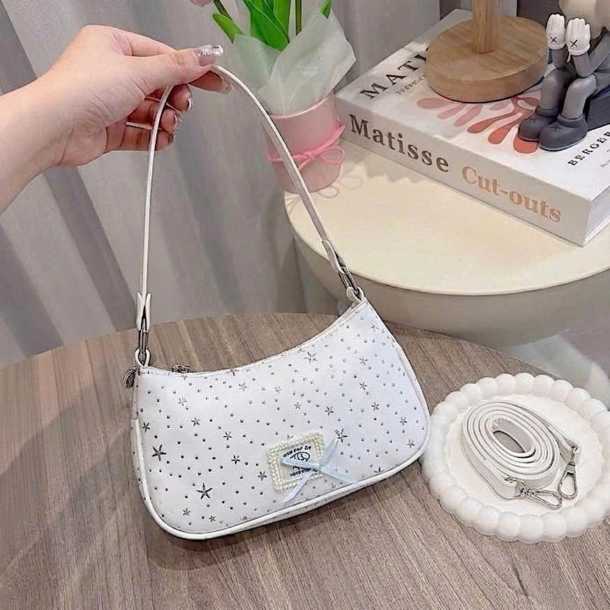 Túi Xách Nữ Thắt Nơ Cunbag - Túi Da Đeo Chéo Phom Thuyền Nhỏ In Sao Nhỏ Xinh Cute CUN528_thumbnail_1