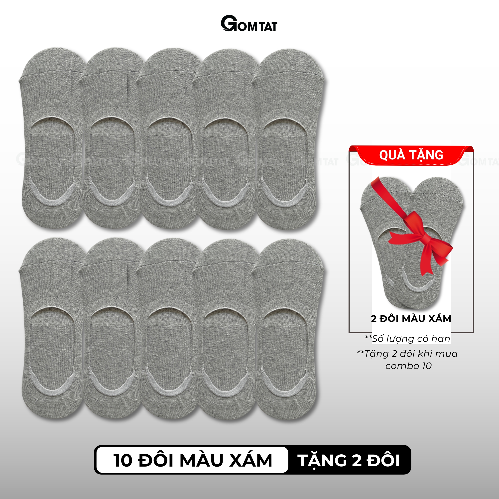 [MUA 10 TẶNG 2] Combo 10 đôi tất nam mang giày lười GOMTAT, vớ mùa hè có đệm chống tuột gót KOL-LUOI-02-CB12_thumbnail_10