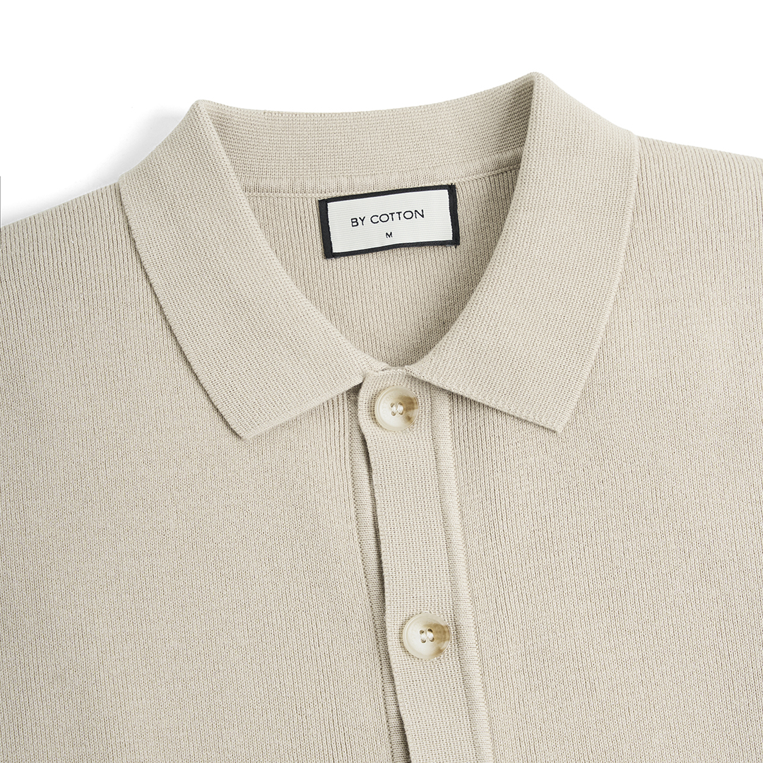 Áo Polo Dệt Kim Rib Knit Có Hàng Nút_thumbnail_1