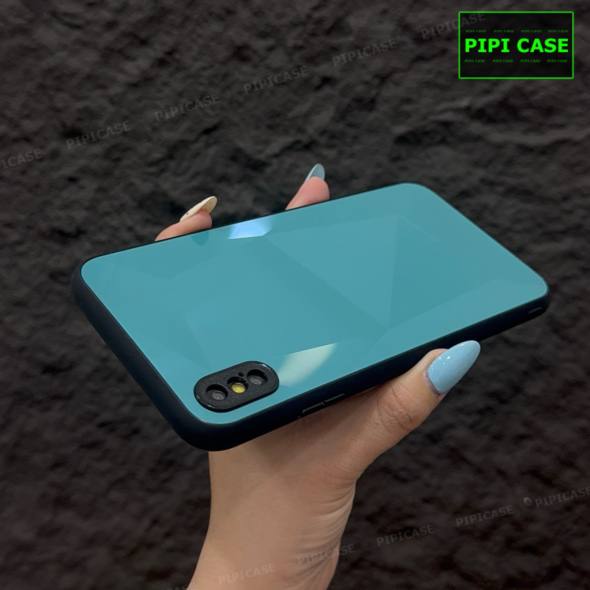 Ốp Lưng iPhone X / XS - Kim Cương 6D - Xanh Ngọc_thumbnail_1