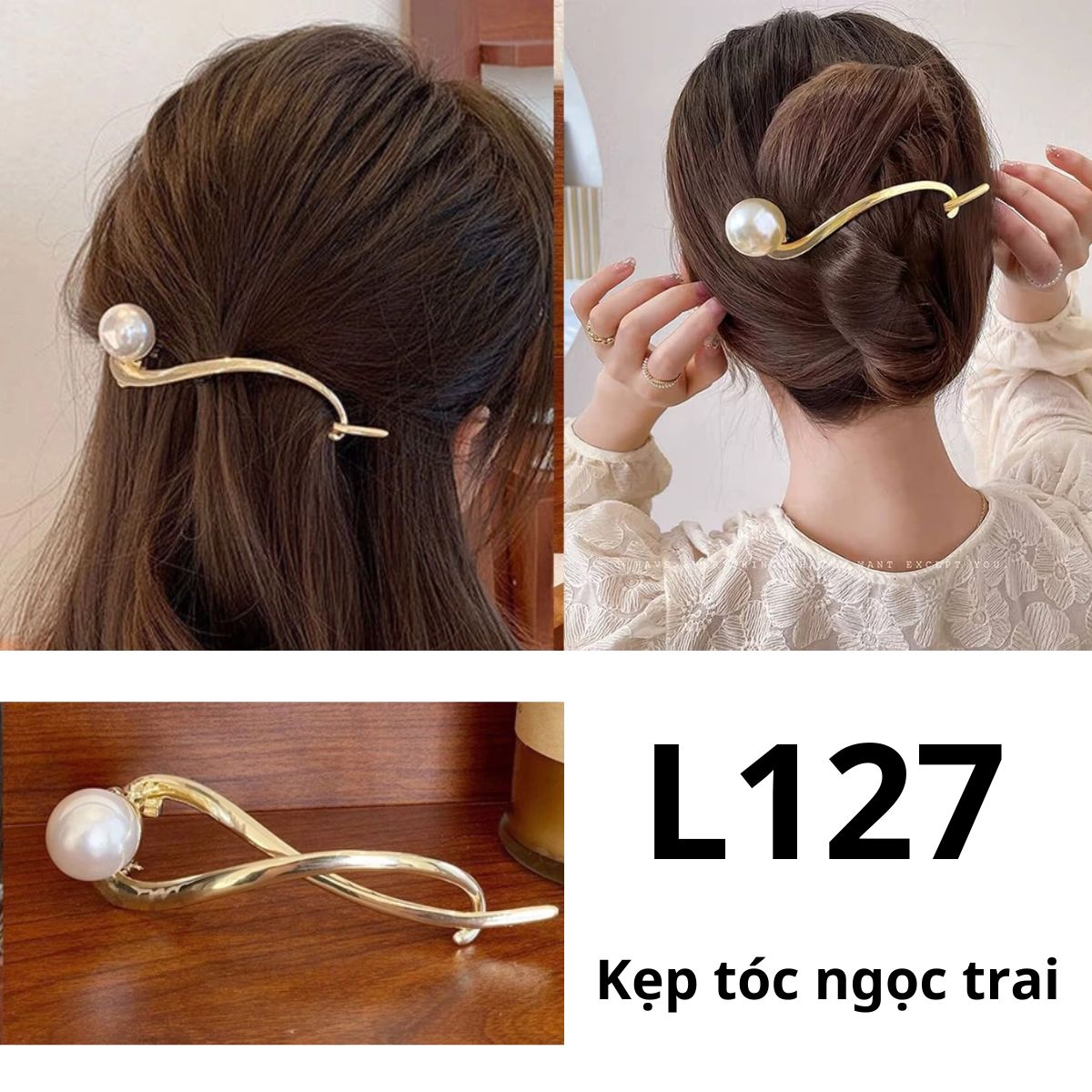 L127- Kẹp tóc ngọc trai