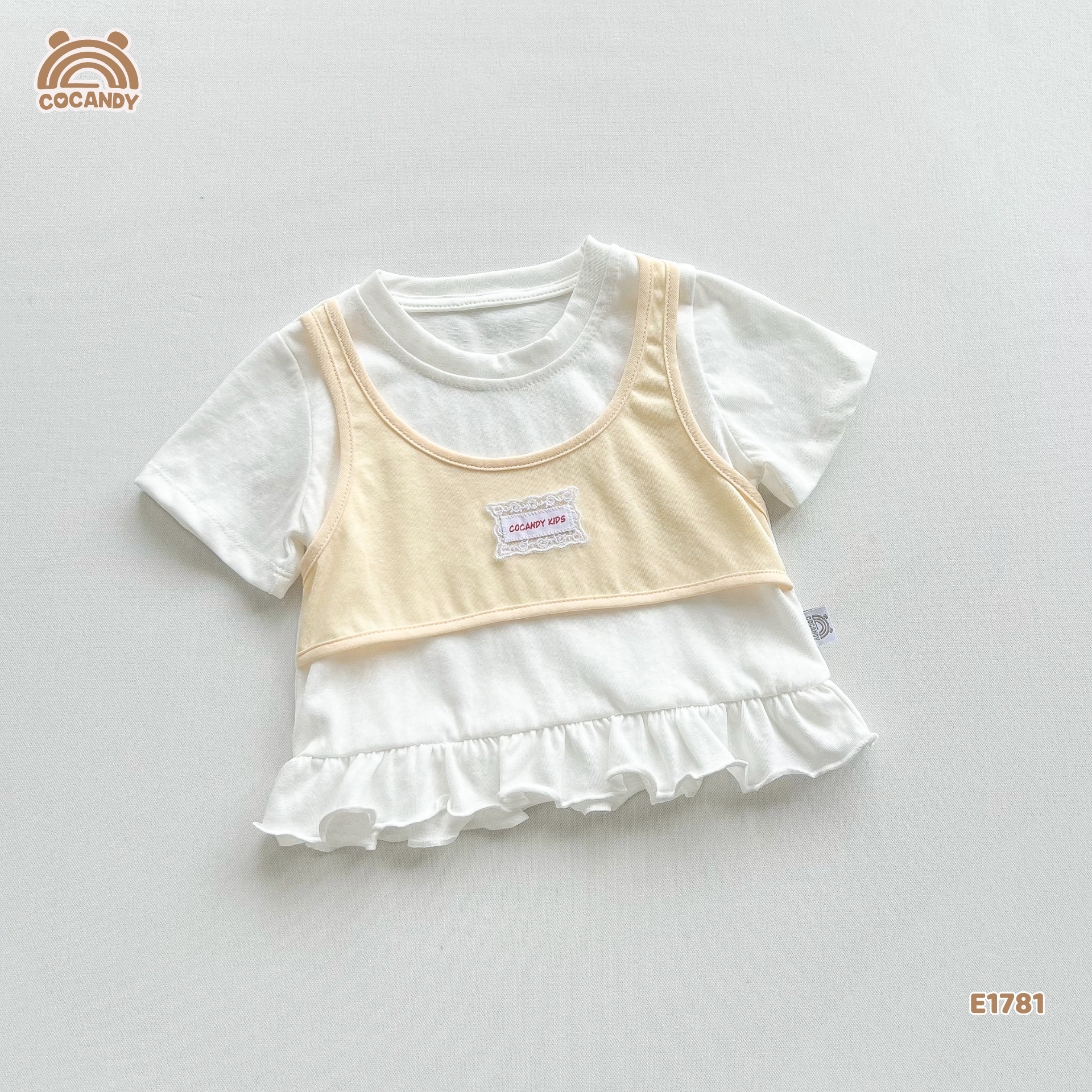 Áo cộc cotton VÀNG TRẮNG giả yếm tag CCD_thumbnail_3