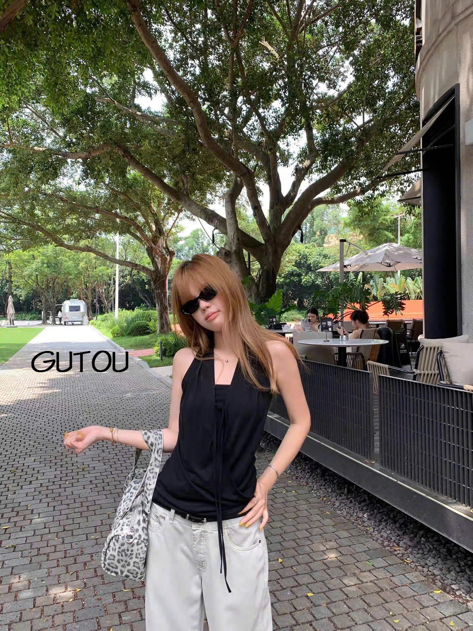 [ GUTOU ] Áo Sát Nách Cổ Đổ Thân Đắp Chéo Cột Dây Basic Livia_thumbnail_6
