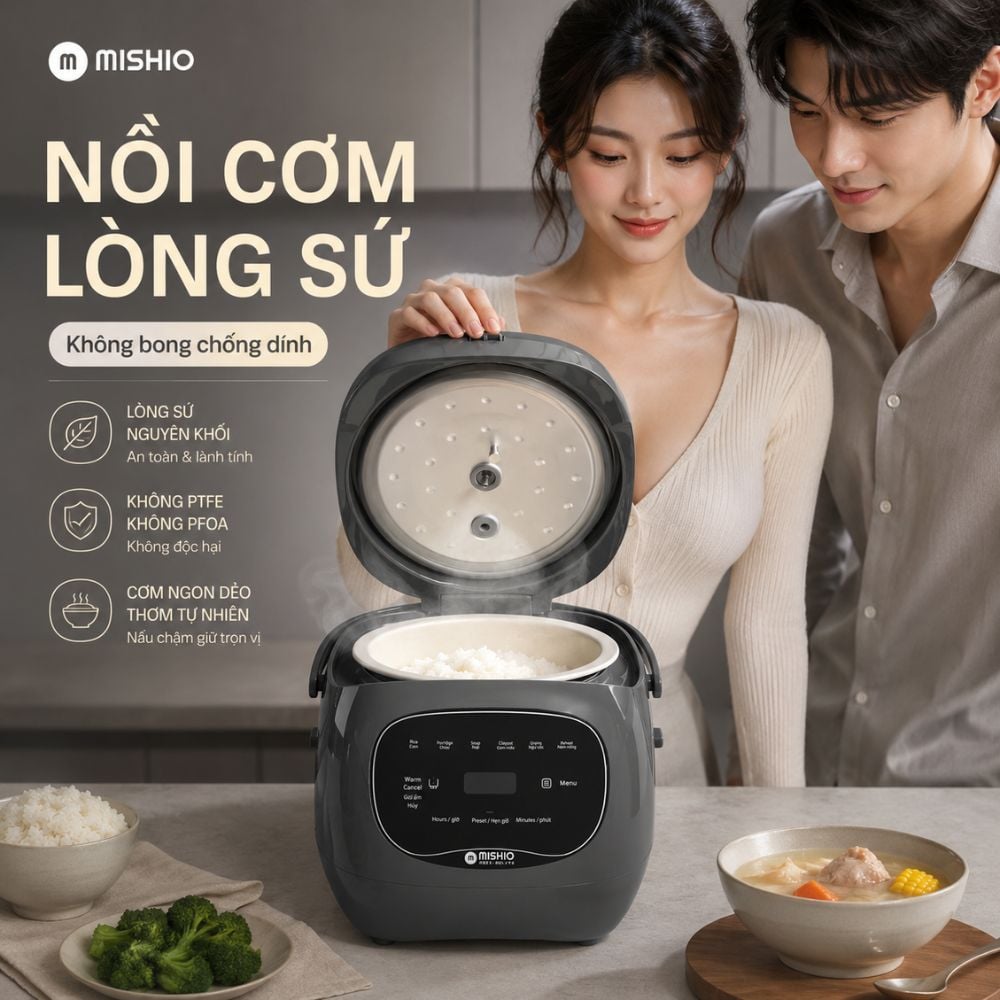 Nồi cơm điện sứ dưỡng sinh Nhãn hiệu: MISHIO, Model: MK-381_thumbnail_12