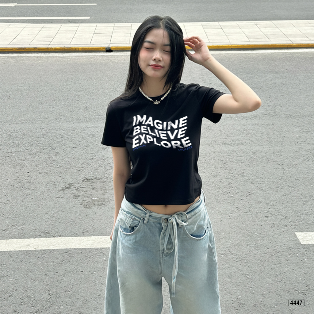 Áo baby tee Hàn Quốc form ôm imagine believe Miucho 4447_thumbnail_2