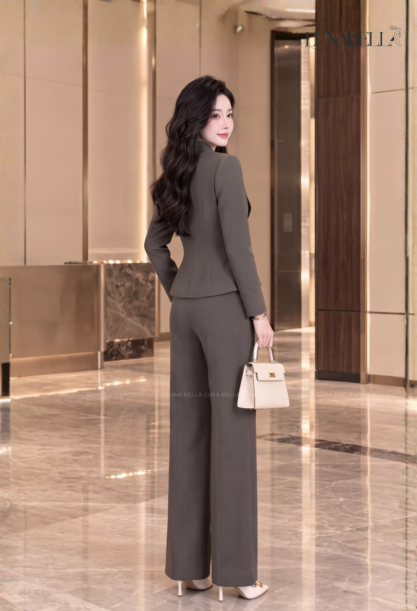 Set vest cách điệu EVREN màu GHI