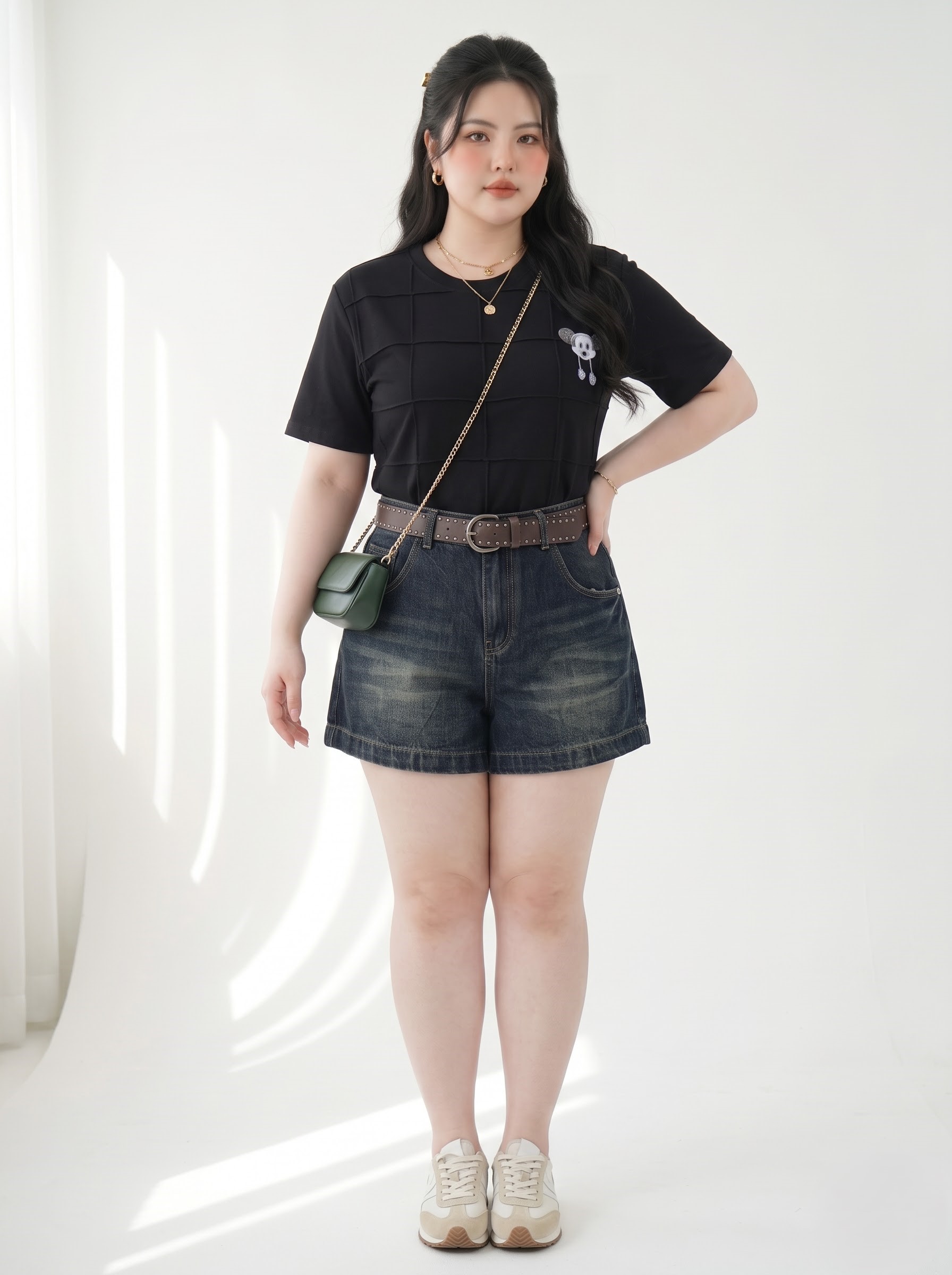 Quần Short Jean Túi Hộp Bigsize Lưng Thun Sau Ống Rộng - Trắng, Nâu, Xanh Đậm - Vừa 55–90kg - T-QSJ1331