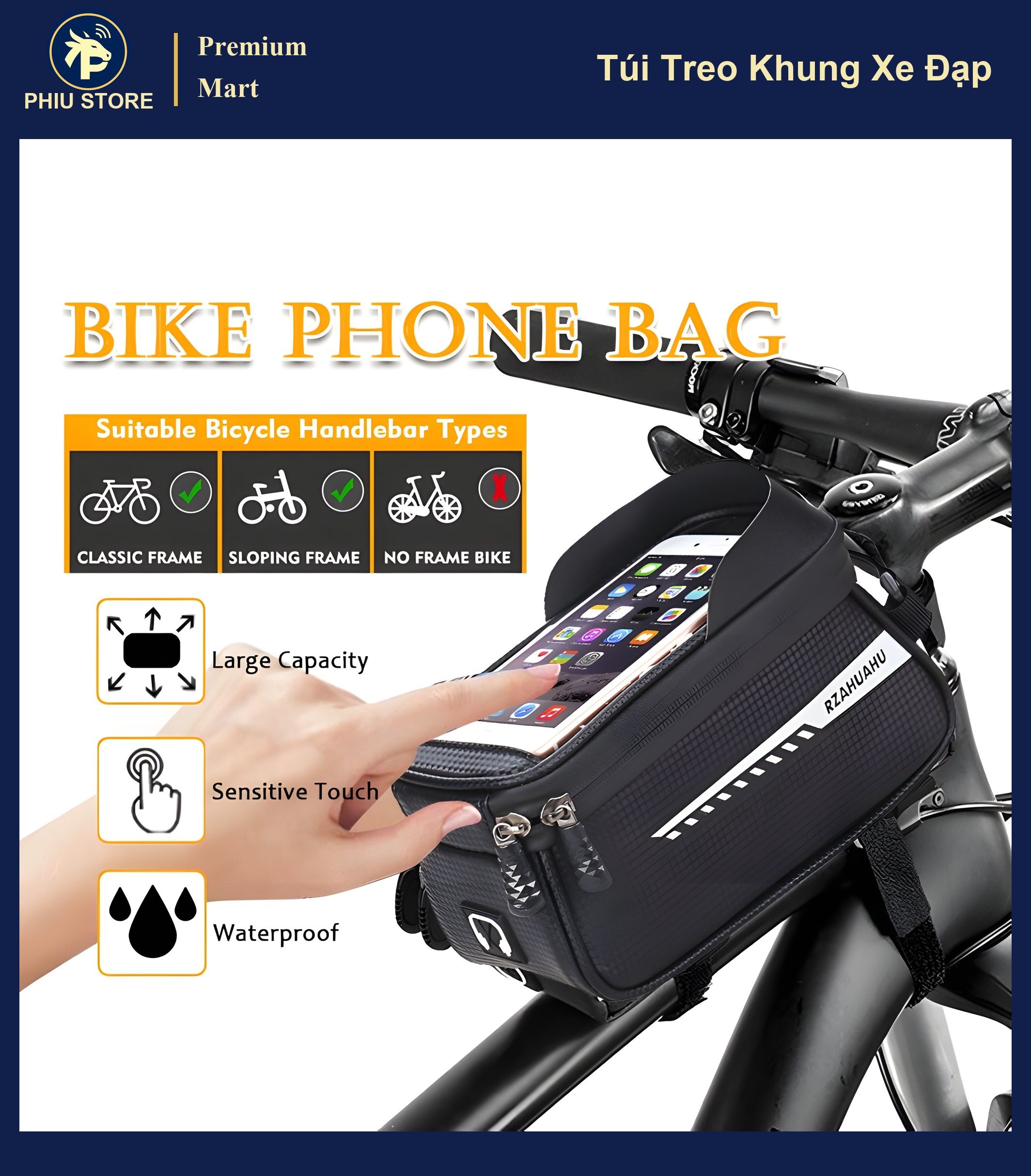 Túi Treo Khung Sườn Xe Đạp Chống Nước - Túi Đựng Điện Thoại Đồ Nghề Xe Đạp Thể Thao