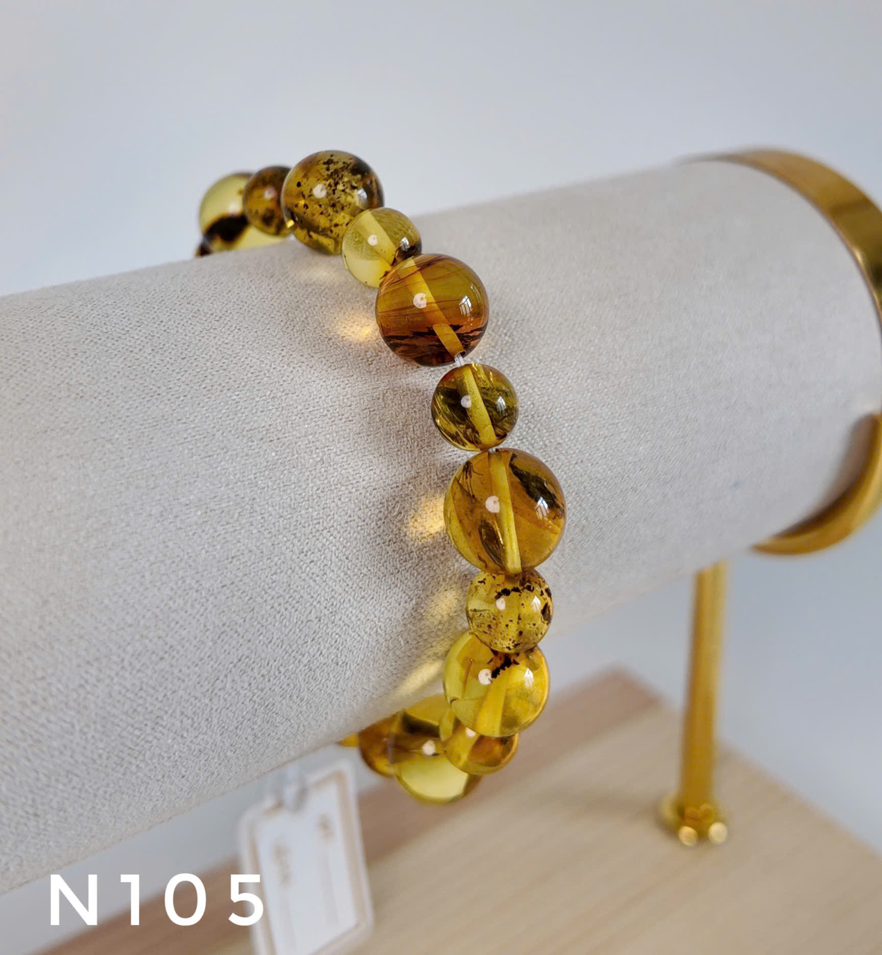 Vòng Tay Hổ Phách Đa Sắc Mix Rêu Hạt Tròn – N105_thumbnail_4