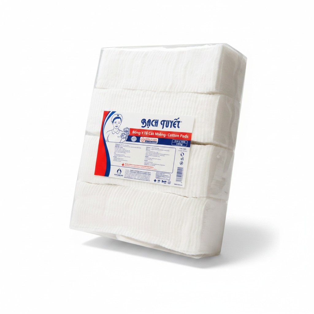 Bông gòn bạċh Tuyết chưa cắt, đã cắt miếng (size 7x7 cm) dùng trong spa và thẩm mỹ viện Cosmetic Mascara_thumbnail_1