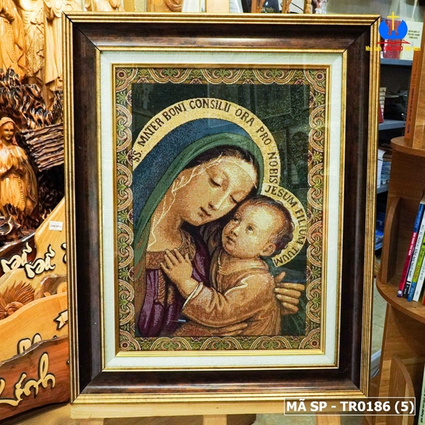 Tranh Dệt Ý Đức Mẹ bế Chúa 46x58cm