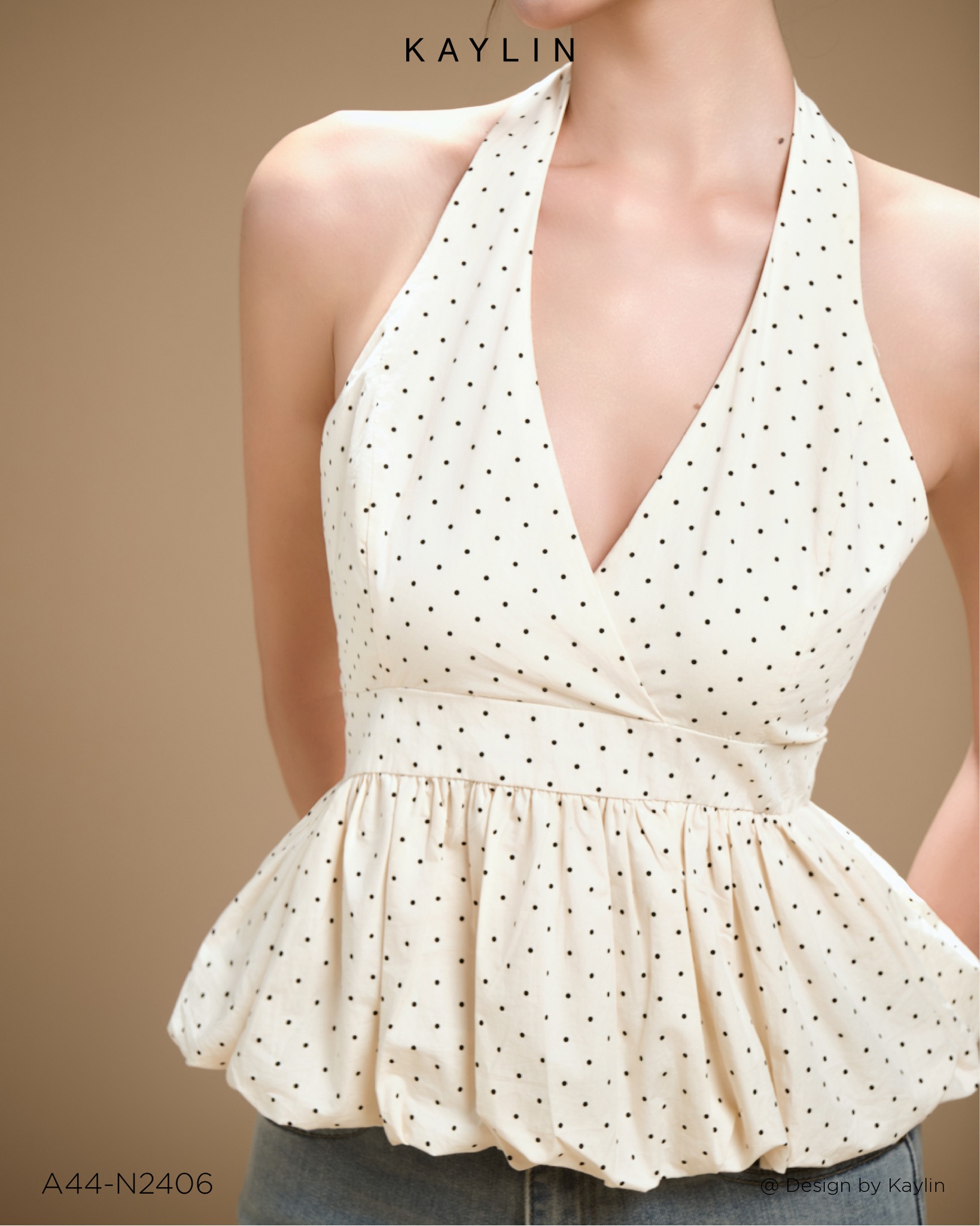 Áo Cổ Yếm Chiết Eo Dáng Peplum KAYLIN
