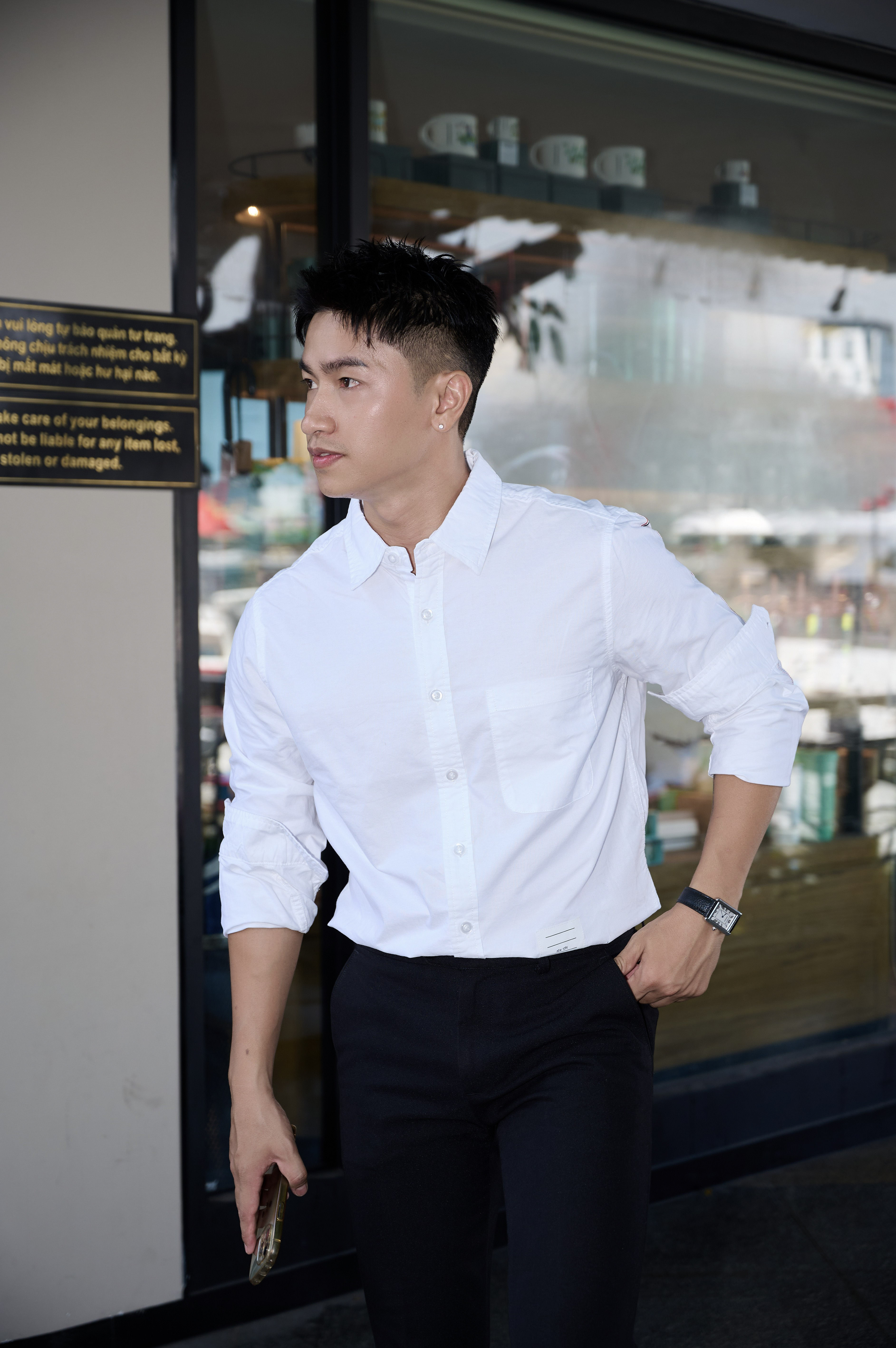 SA85 - Áo sơ mi nam dài tay phong cách Nhật Bản, dáng rộng thoải mái, chất cotton mềm mại, có túi ngực và chi tiết sọc tay_thumbnail_5
