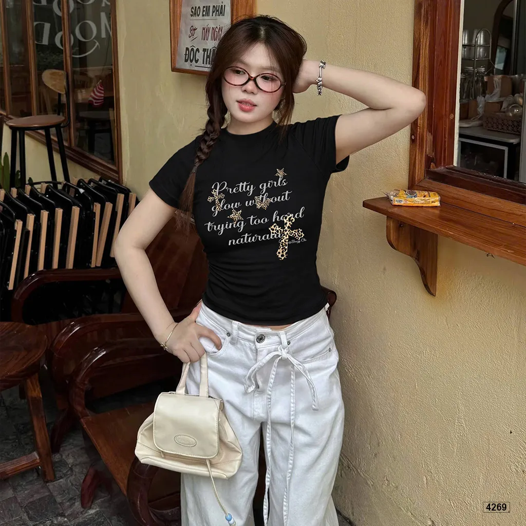 Áo baby tee nữ chữ phối beo Beezy 4269_thumbnail_5