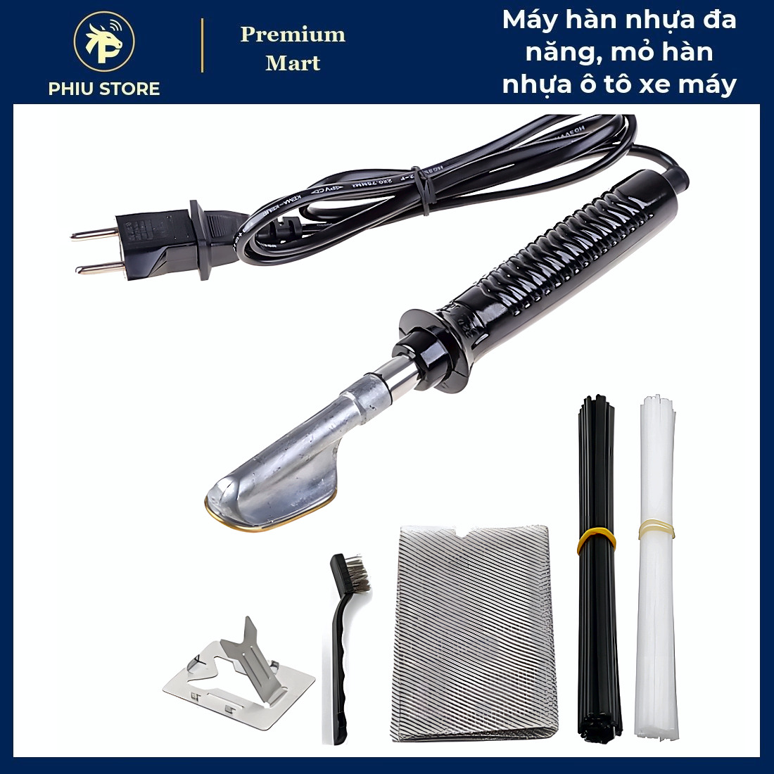 Bộ Hàn Nhựa Que Hàn & Lưới Ghim - Mỏ Hàn Nhựa Ô Tô Xe Máy, Kèm Bàn Chải_thumbnail_1