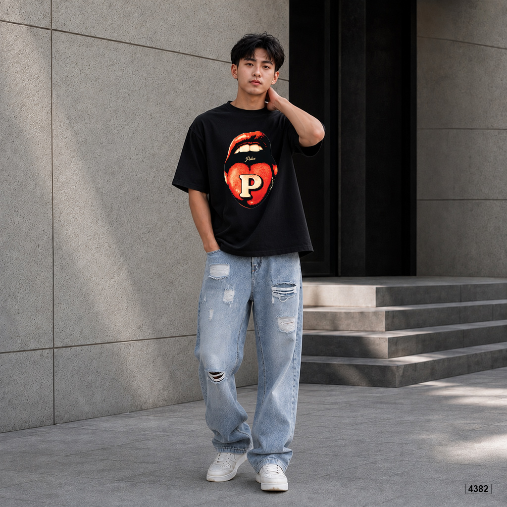 Áo thun nam Red Lips Graphic form rộng cá tính Polux 4382_thumbnail_5