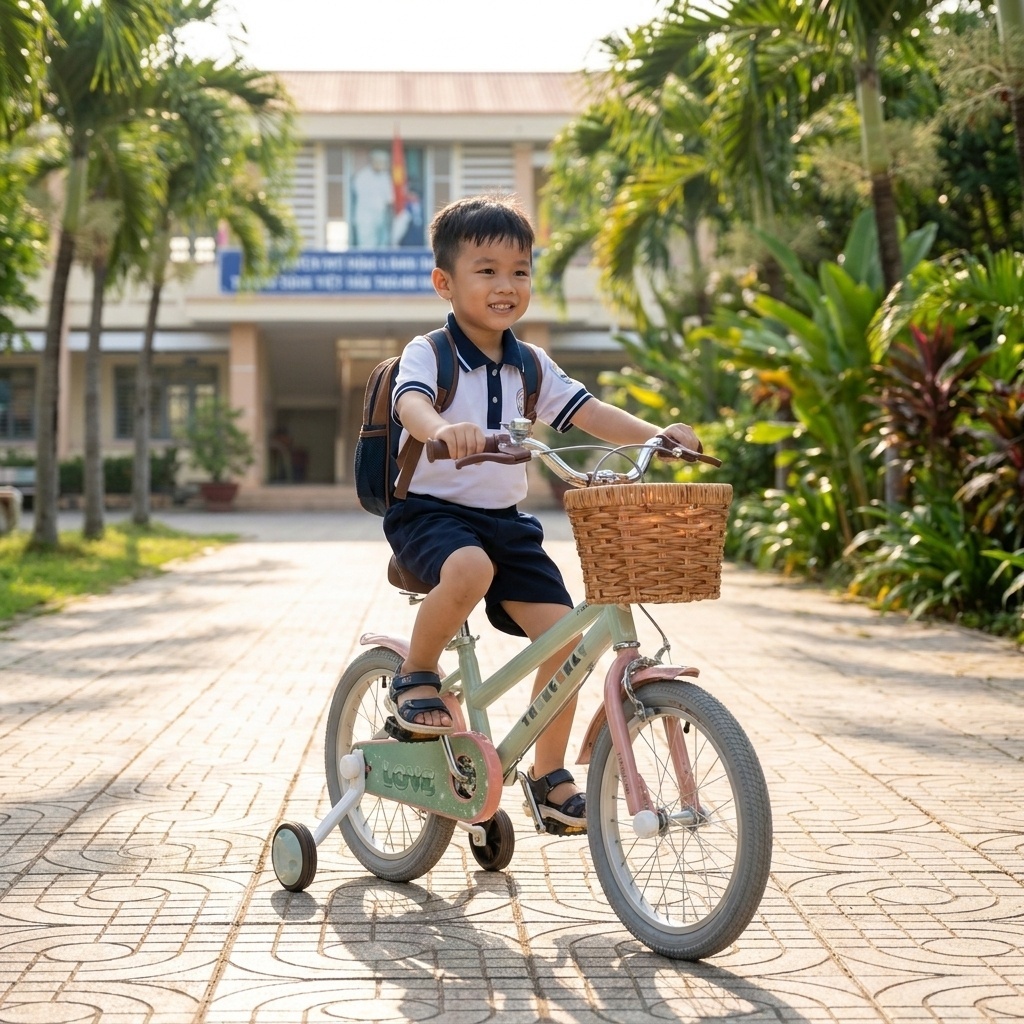 Xe Đạp Trẻ Em Thống Nhất  LOVE Cho Bé Gái Mầm Non Học Sinh [TẶNG PHỤ KIỆN] xinh xắn đáng yêu_thumbnail_2