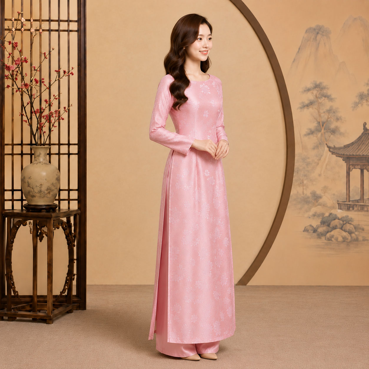 Áo Dài Truyền Thống Nữ Cổ Truyền Gấm Tơ Cao Cấp Sang Trọng TT26-02_thumbnail_8