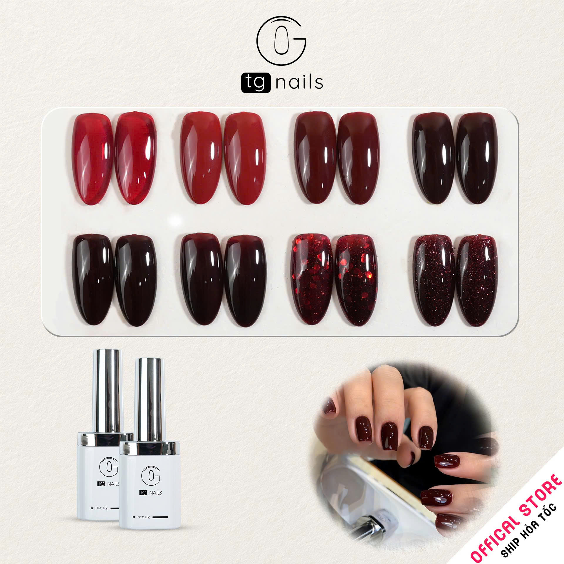 Sơn gel Đỏ chai 10g TG Nails