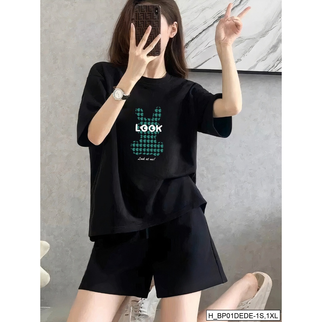 [XẢ KHO BỘ FORM RỘNG] -  Bộ quần áo thun nữ dáng rộng nhiều hình in - LOZA XB013_thumbnail_0