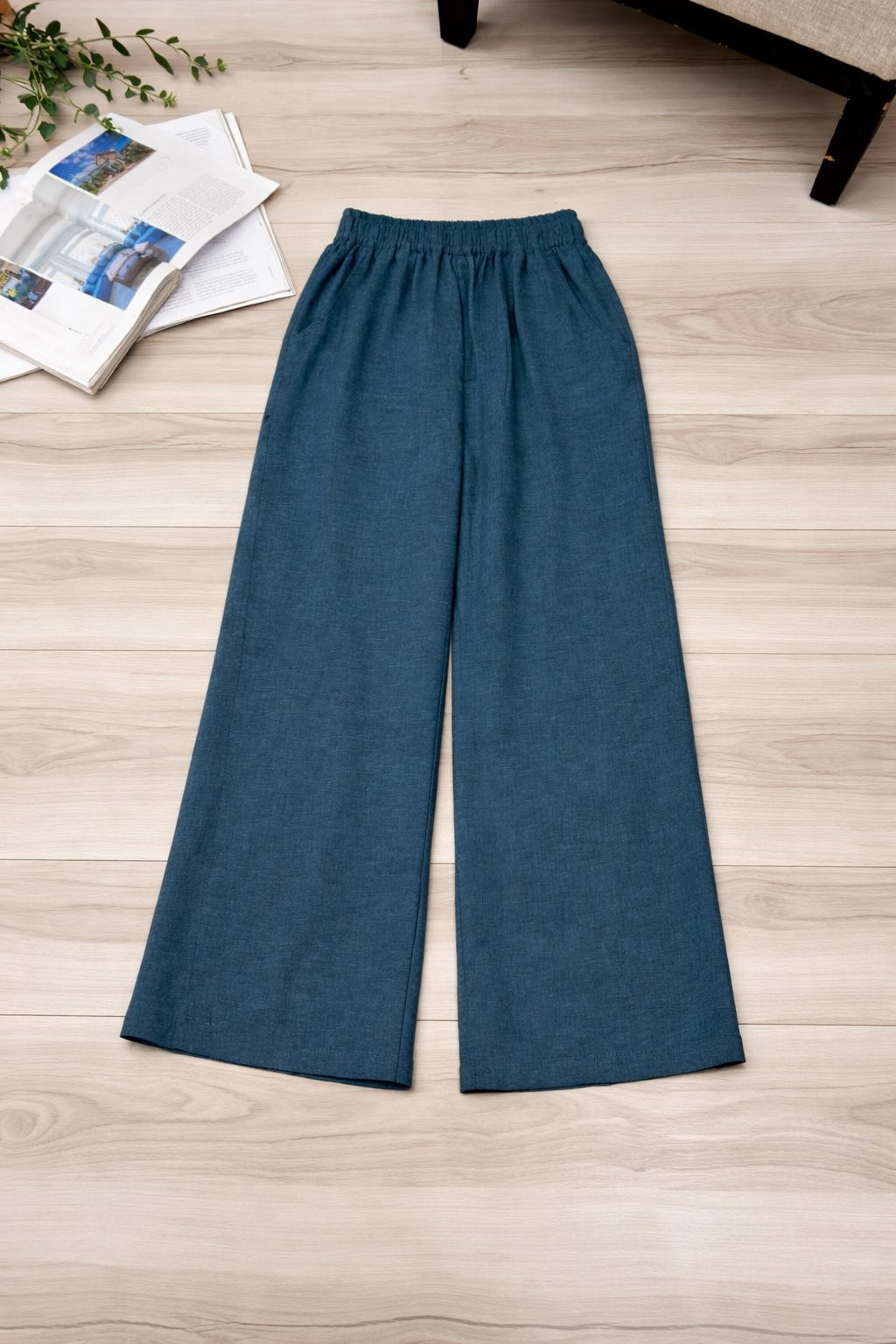 Quần suông linen bột lưng thun