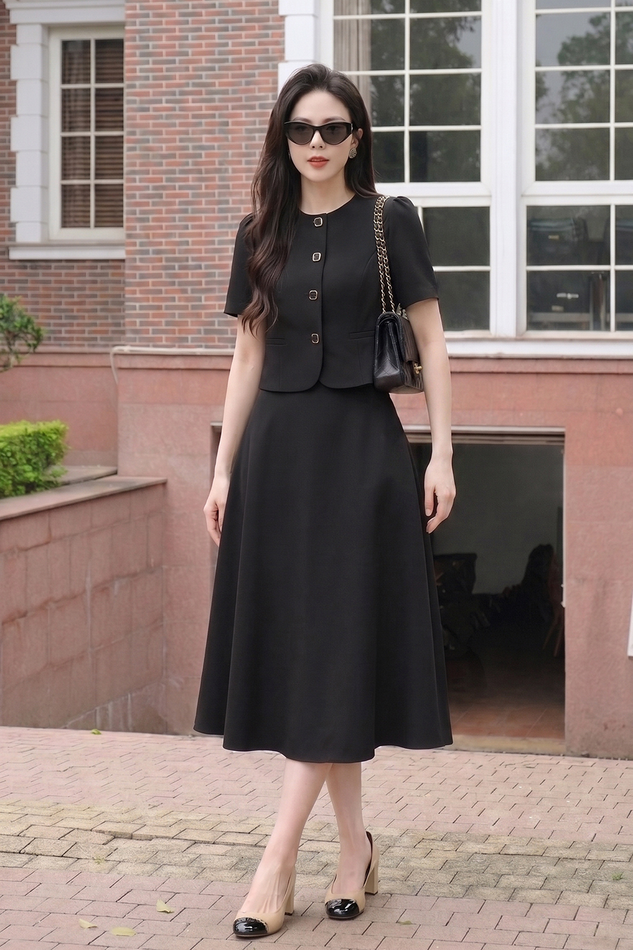 Áo sơ mi kí giả croptop 26109 đen