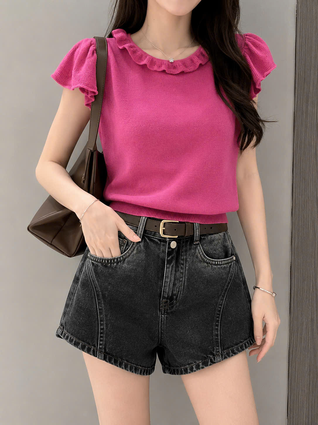 MS MB2702372 - Áo thun dệt kim lạnh màu hồng cánh sen