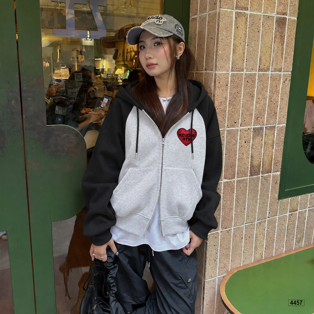 Áo hoodie zip Miucho form rộng raglan vải nỉ 2 da in mix 4457_thumbnail_5