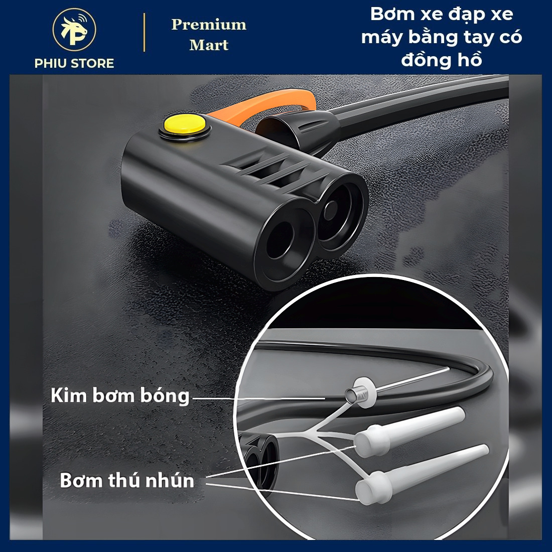 Bơm Tay Xe Máy - Bơm Xe Đạp Xe Máy Bằng Tay có Đồng Hồ, Bơm Tay Xe Máy có Đồng Hồ - PHIU STORE_thumbnail_3