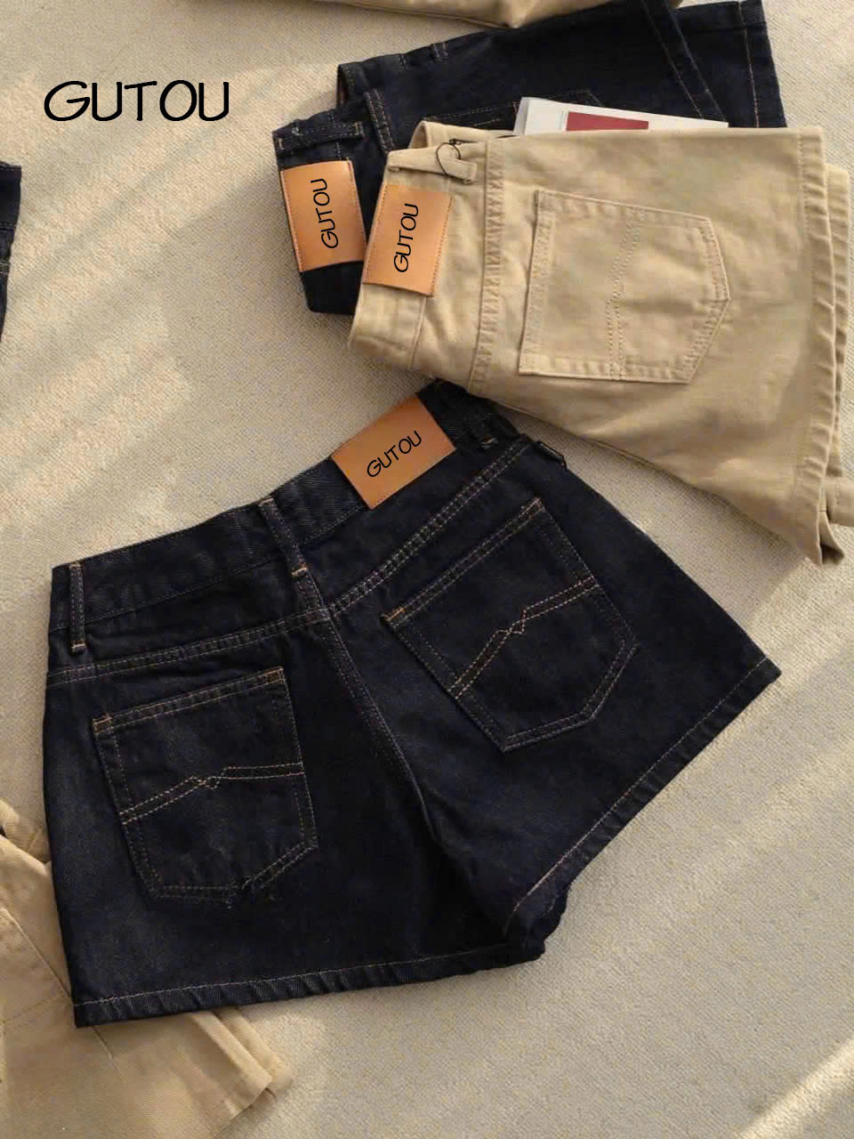 [ GUTOU ] Quần Short Jean Basic Túi Kiểu Casual Style_thumbnail_4