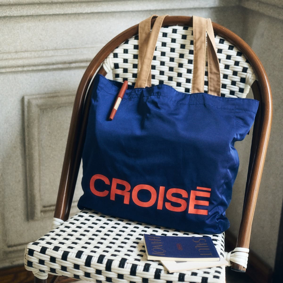 Túi tote CROISÉ vải dù in chữ Xin Chào – 3 màu thời trang: navy, beige, vàng – gấp gọn, nhẹ, tiện dụng, cá tính_thumbnail_2