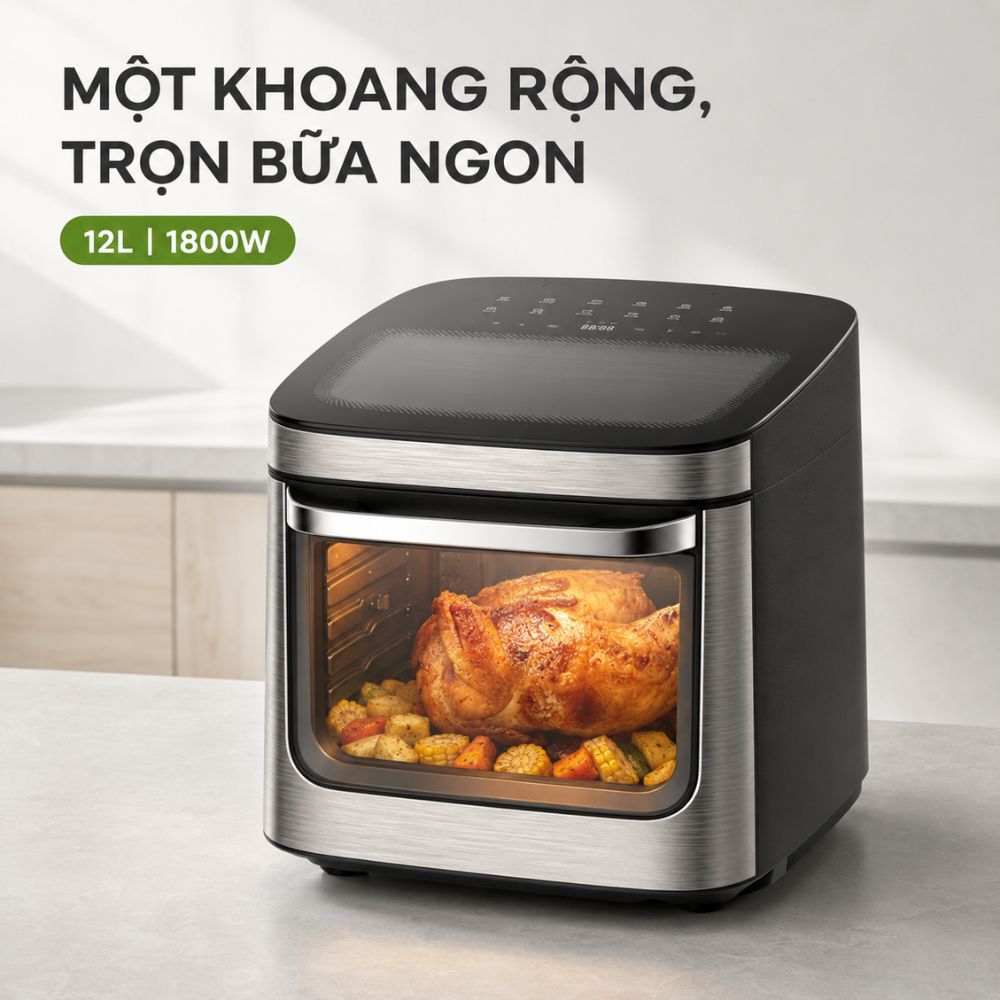 Nồi chiên không dầu Mishio MK474 12L - Cảm ứng, cửa kính quan sát_thumbnail_11