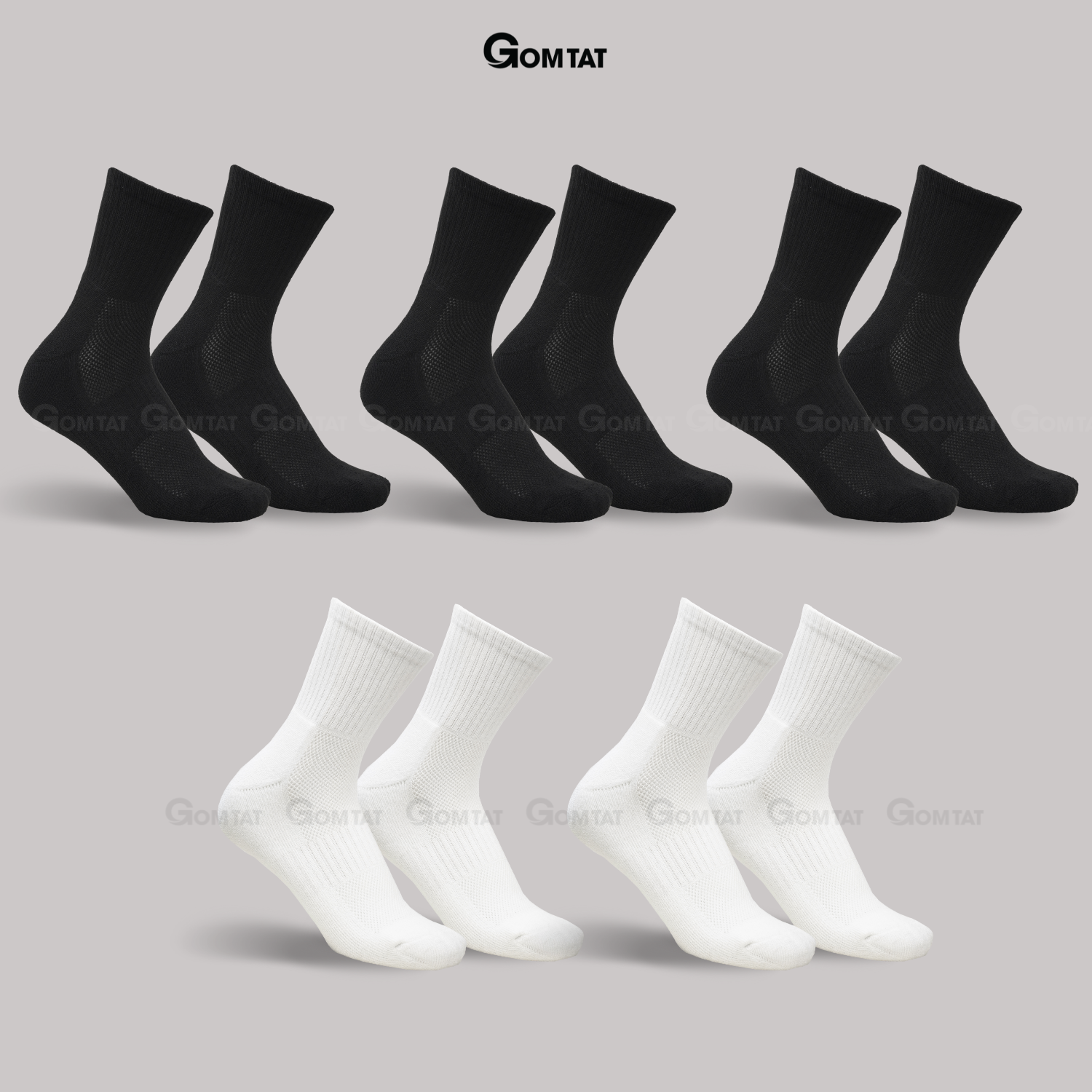 Combo tất cổ cao, cổ trung nam nữ GOMTAT, chất liệu cotton đệm xù êm chân - TATXU-TRON_thumbnail_16