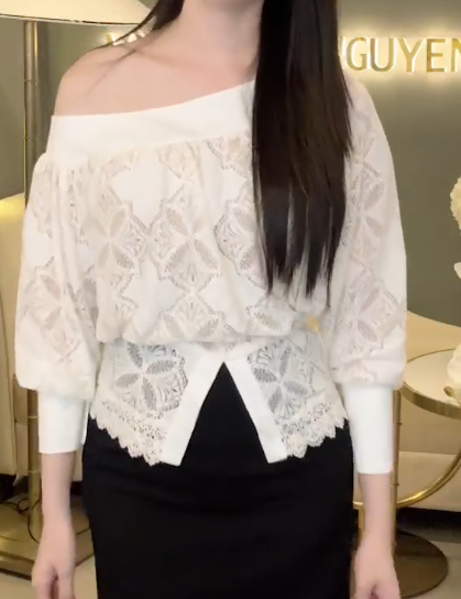 Áo Ren Lưới Lệch Vai