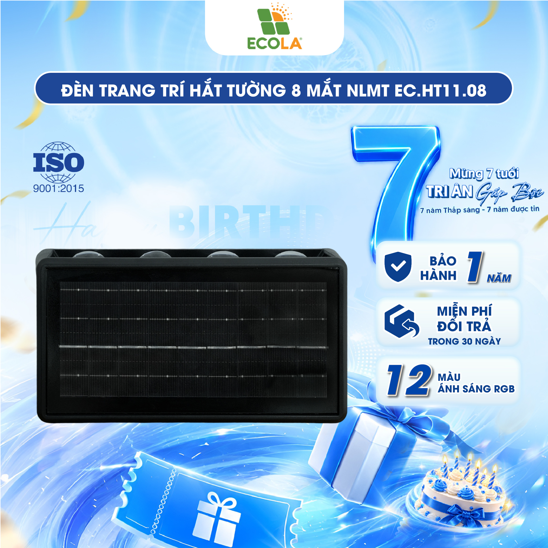 Đèn trang trí hắt tường năng lượng mặt trời ECOLA HT11_thumbnail_2