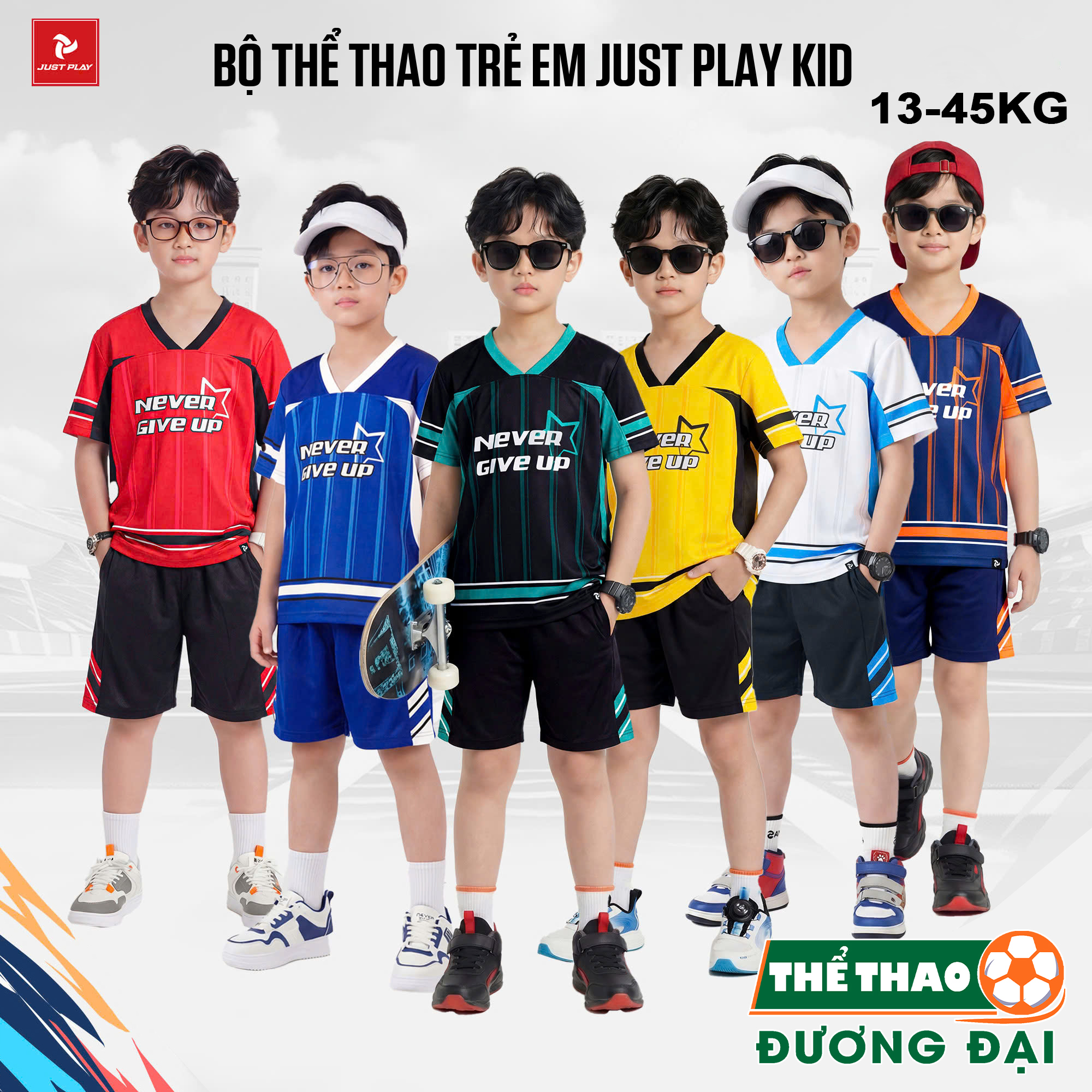 Bộ Thể Thao Trẻ Em Just Play KID02 Thun Mè Cao Cấp Thoáng Khí Thể Thao Đương Đại