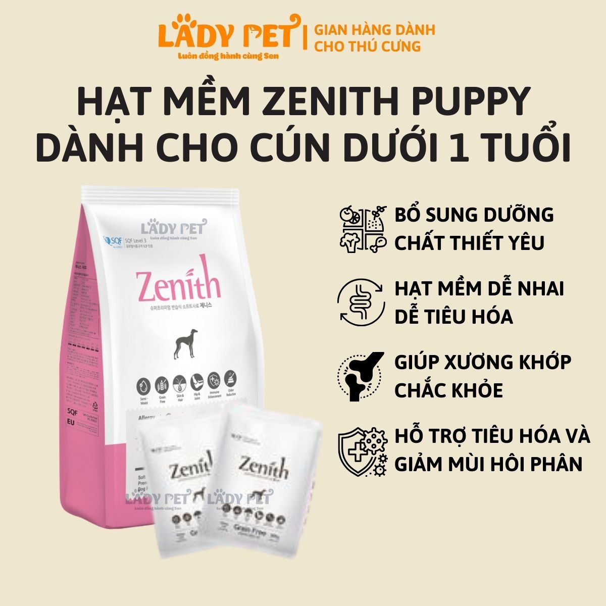 Hạt mềm zenith cho chó con