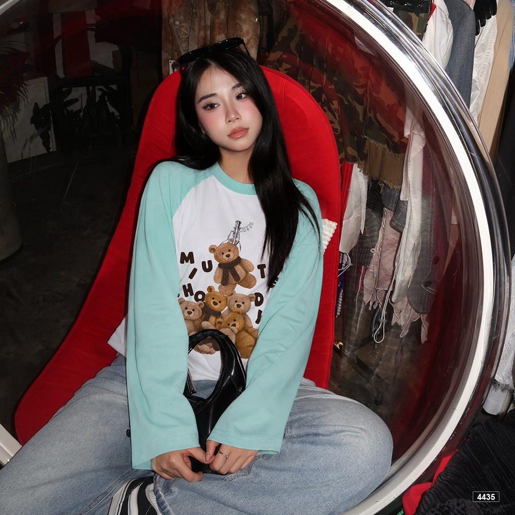 Áo thun tay dài form boxy hội gấu bông Miucho 4435_thumbnail_2