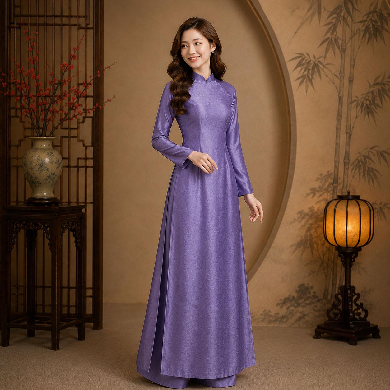Áo Dài Truyền Thống Nữ Tằm Ánh Cao Cấp Nhiều Màu  TT26-01_thumbnail_3