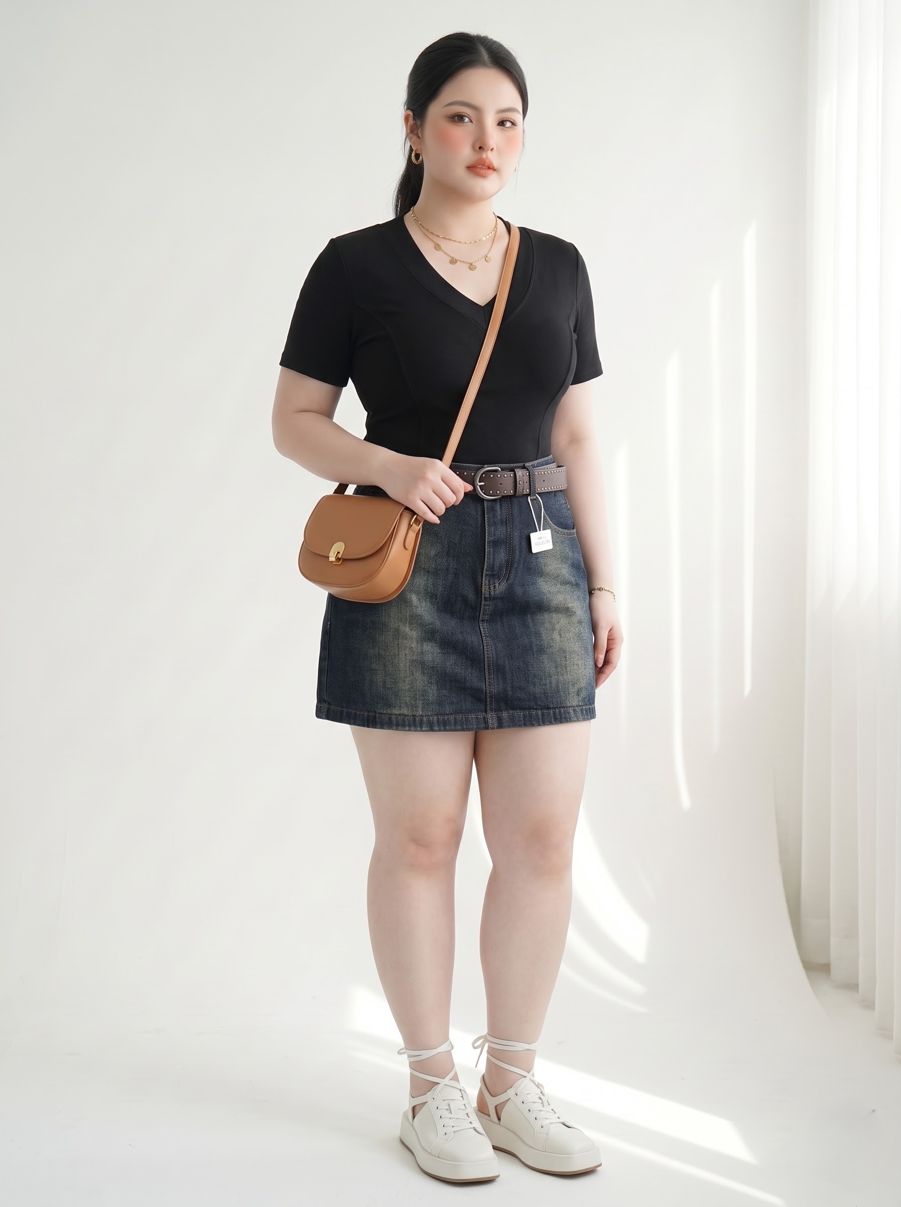 Chân Váy Jean Thêu Ngựa Bigsize Có Quần Bảo Hộ Cạp Cao - Nhiều Màu - Size 30–35 - T-JV2128_thumbnail_2