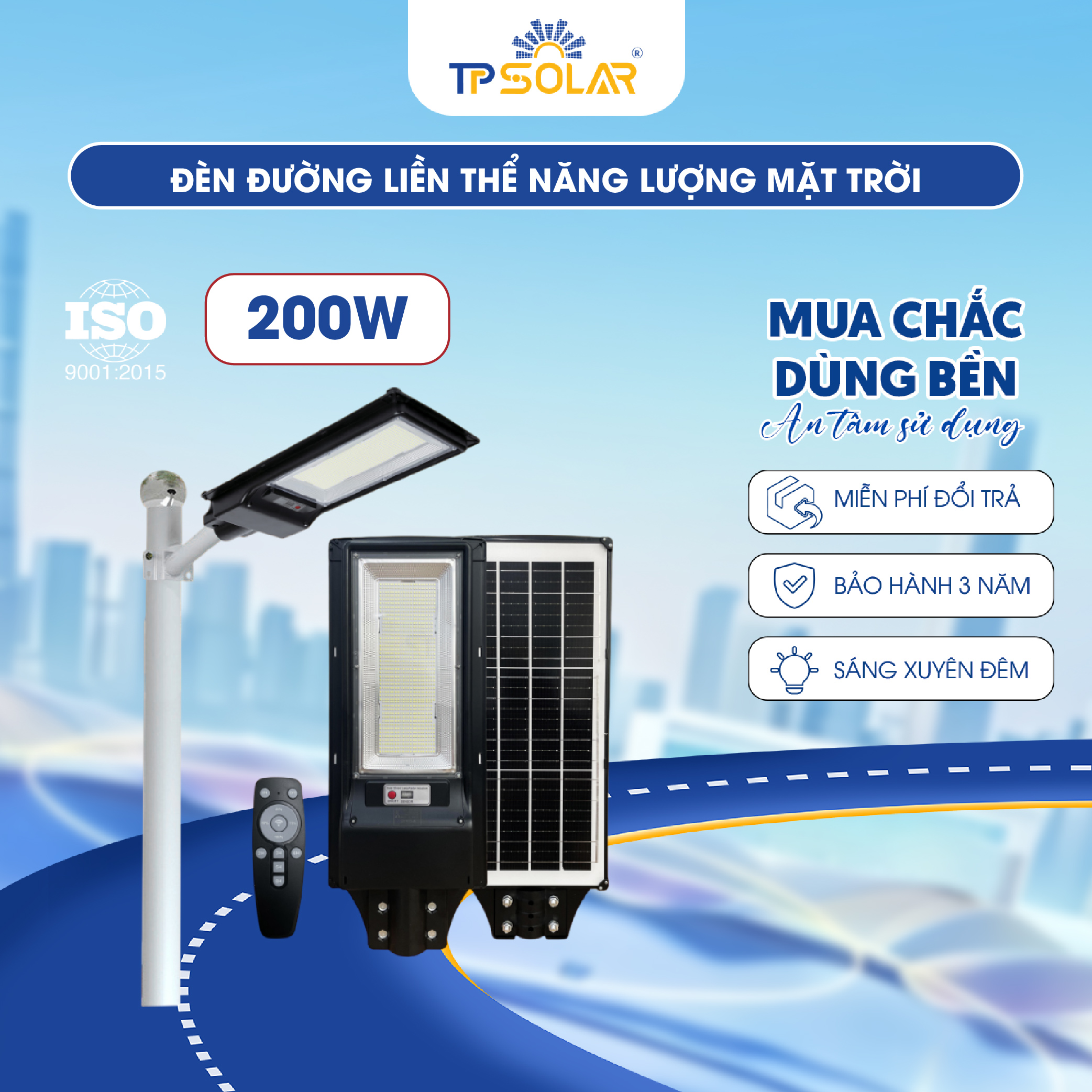 Đèn đường liền thể năng lượng mặt trời TP SOLAR LT01