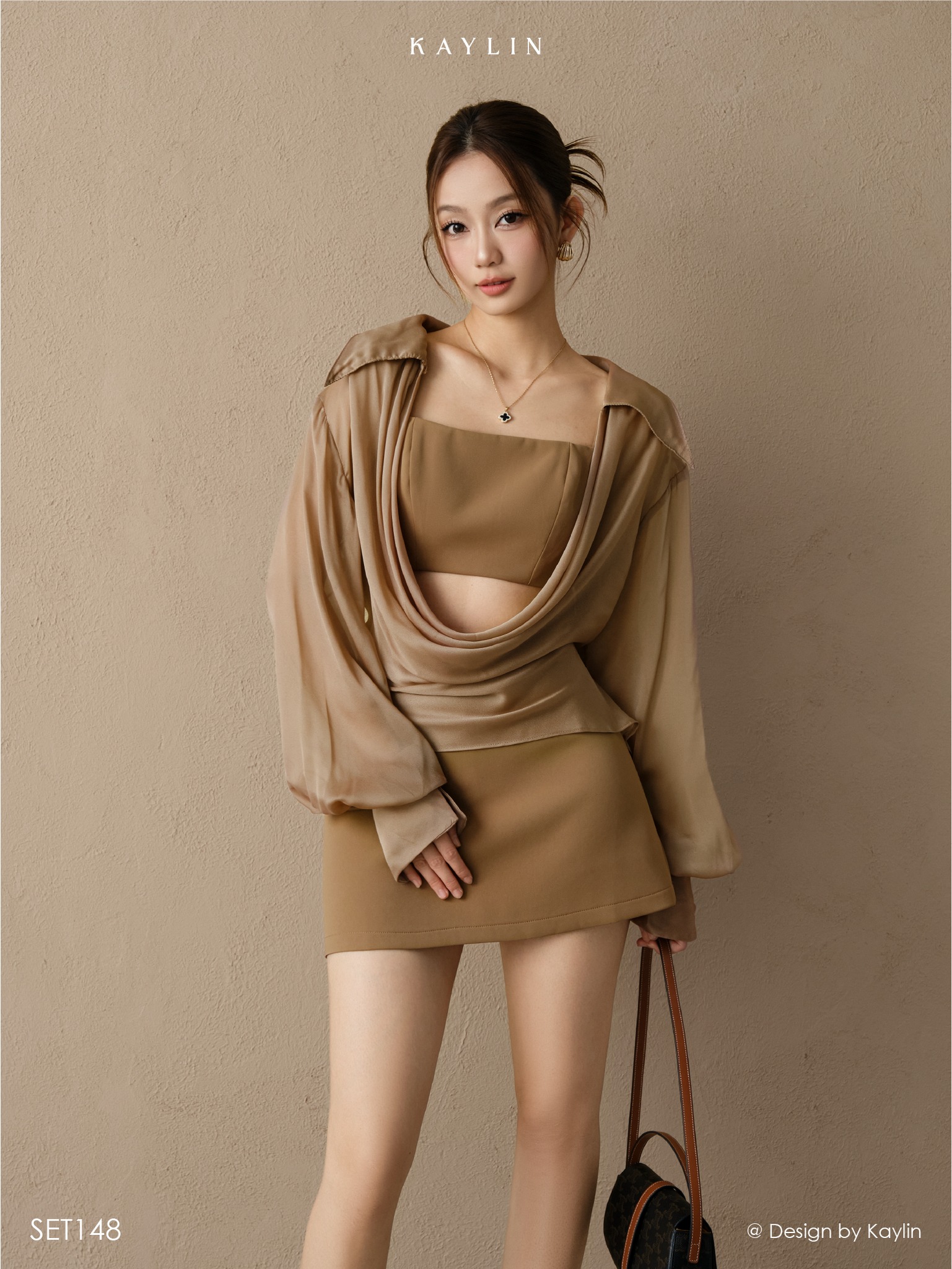 Set Mini Phối Áo Voan Cổ Đổ KAYLIN Chiffon Mini Set